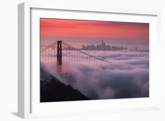 Sweet New Fog City Candy Sky Sunrise Golden Gate Bridge San Francisco-Vincent James-Framed Photographic Print