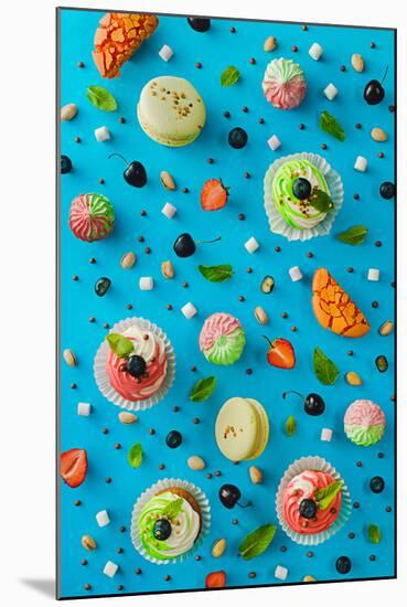 Sweet Patterns: Cupcakes and Macaroons-Dina Belenko-Mounted Premium Photographic Print