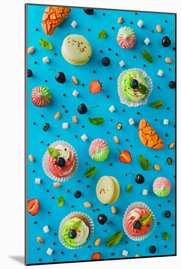 Sweet Patterns: Cupcakes and Macaroons-Dina Belenko-Mounted Photographic Print