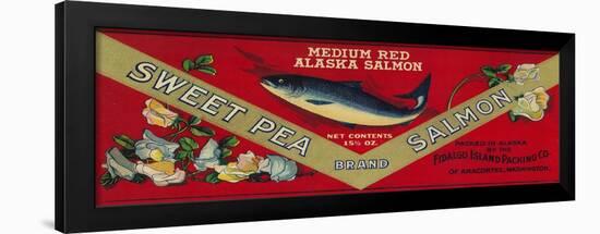 Sweet Pea Salmon Can Label - Anacortes, WA-Lantern Press-Framed Art Print