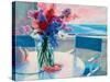 Sweet Peas by the Sea-Suzanne Hoefler-Stretched Canvas