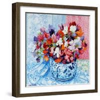 Sweet Peas in a Blue and White Pot, 2010-Joan Thewsey-Framed Giclee Print