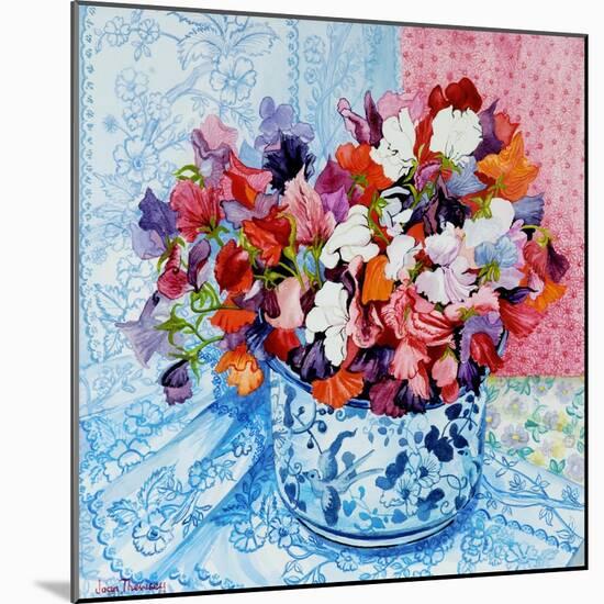 Sweet Peas in a Blue and White Pot, 2010-Joan Thewsey-Mounted Giclee Print