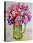 Sweet Peas in a Glass Jug,2011-Joan Thewsey-Stretched Canvas