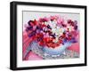 Sweet Peas in a Victorian Pot with Textiles 2012-Joan Thewsey-Framed Giclee Print