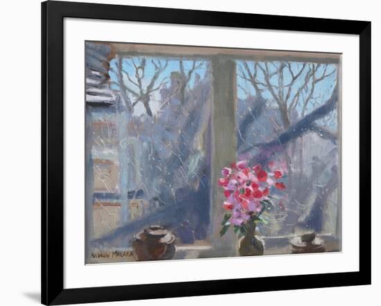 Sweet Peas in the Artist's Studio, 2017-Andrew Macara-Framed Giclee Print