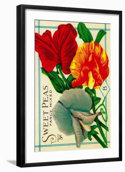 Sweet Peas Seed Packet-Lantern Press-Framed Art Print