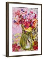 Sweet Peas with Cherries and Strawberries-Joan Thewsey-Framed Giclee Print