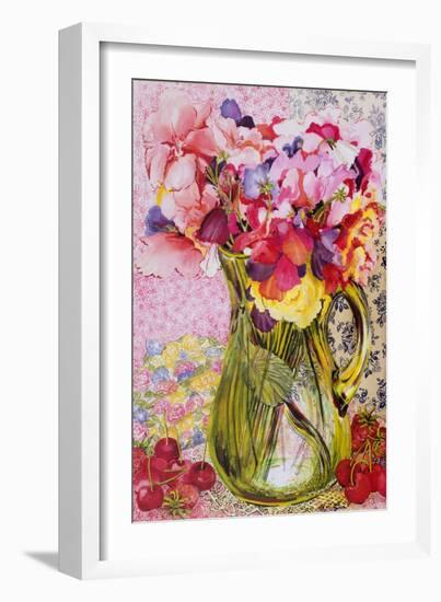 Sweet Peas with Cherries and Strawberries-Joan Thewsey-Framed Giclee Print