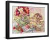 Sweet Peas with Flowered Antique China and Cherries-Joan Thewsey-Framed Giclee Print