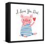 Sweet Pig Declaration of Love - Dad-Baksiabat-Framed Stretched Canvas