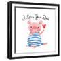 Sweet Pig Declaration of Love - Dad-Baksiabat-Framed Art Print