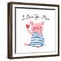 Sweet Pig Declaration of Love - Mom-Baksiabat-Framed Art Print