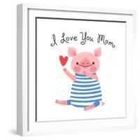 Sweet Pig Declaration of Love - Mom-Baksiabat-Framed Art Print