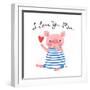 Sweet Pig Declaration of Love - Mom-Baksiabat-Framed Art Print