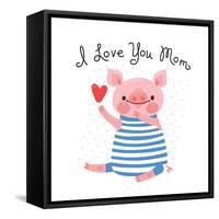 Sweet Pig Declaration of Love - Mom-Baksiabat-Framed Stretched Canvas