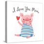 Sweet Pig Declaration of Love - Mom-Baksiabat-Stretched Canvas
