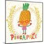 Sweet Pineapple in Funny Cartoon Style. Healthy Concept Card in Vector. Stunning Tasty Background I-smilewithjul-Mounted Art Print
