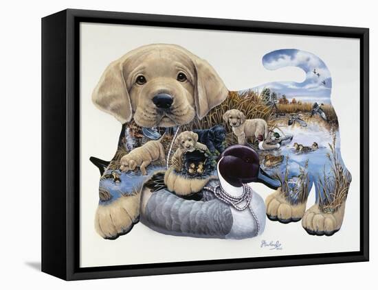 Sweet Puppy Tales-Jenny Newland-Framed Stretched Canvas