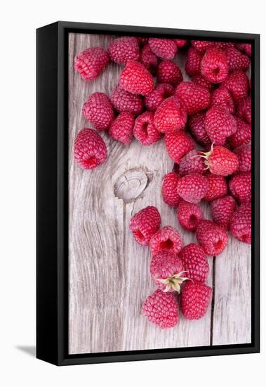 Sweet Raspberry on Wooden Tables-boule-Framed Stretched Canvas