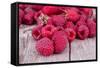 Sweet Raspberry on Wooden Tables-boule-Framed Stretched Canvas