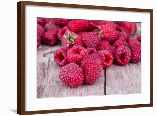 Sweet Raspberry on Wooden Tables-boule-Framed Photographic Print