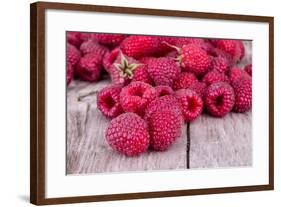 Sweet Raspberry on Wooden Tables-boule-Framed Photographic Print