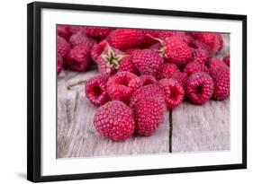 Sweet Raspberry on Wooden Tables-boule-Framed Photographic Print