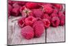 Sweet Raspberry on Wooden Tables-boule-Mounted Photographic Print