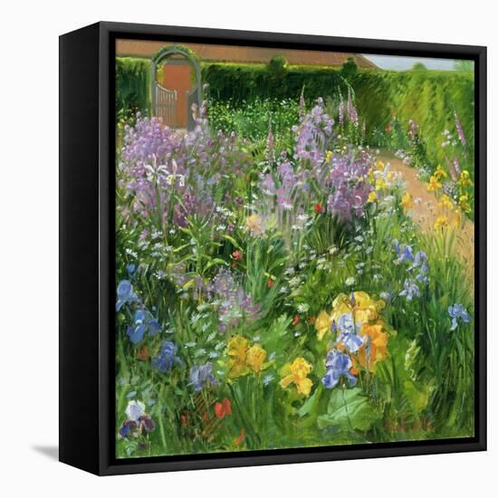 Sweet Rocket, Foxgloves and Irises, 2000-Timothy Easton-Framed Stretched Canvas