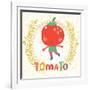 Sweet Tomato in Funny Cartoon Style. Healthy Concept Card in Vector. Stunning Tasty Background in B-smilewithjul-Framed Art Print