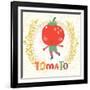Sweet Tomato in Funny Cartoon Style. Healthy Concept Card in Vector. Stunning Tasty Background in B-smilewithjul-Framed Art Print