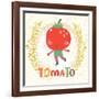 Sweet Tomato in Funny Cartoon Style. Healthy Concept Card in Vector. Stunning Tasty Background in B-smilewithjul-Framed Art Print