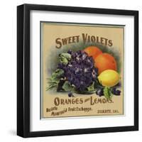 Sweet Violets Brand - Duarte, California - Citrus Crate Label-Lantern Press-Framed Art Print