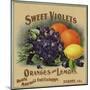 Sweet Violets Brand - Duarte, California - Citrus Crate Label-Lantern Press-Mounted Art Print