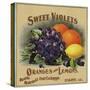 Sweet Violets Brand - Duarte, California - Citrus Crate Label-Lantern Press-Stretched Canvas