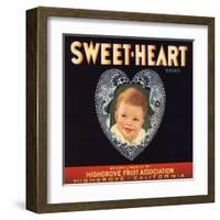 Sweetheart Brand - Highgrove, California - Citrus Crate Label-Lantern Press-Framed Art Print