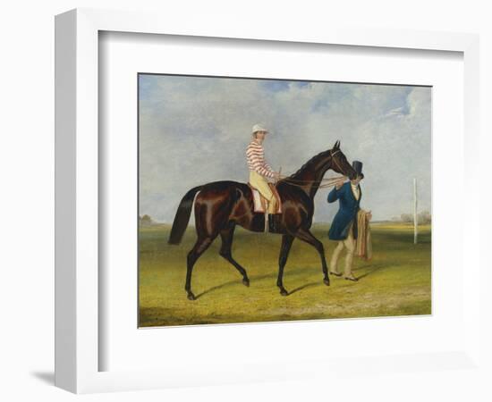Sweetmeat, a Dark Bay Racehorse with Whitehouse Led by Trainer on a Racecourse, 1845-Herbert-clayton Desvignes-Framed Giclee Print