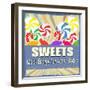 Sweets Vintage Grunge Poster-radubalint-Framed Art Print