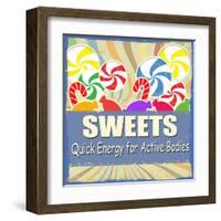 Sweets Vintage Grunge Poster-radubalint-Framed Art Print