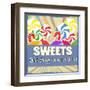 Sweets Vintage Grunge Poster-radubalint-Framed Art Print