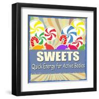 Sweets Vintage Grunge Poster-radubalint-Framed Art Print