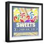 Sweets Vintage Grunge Poster-radubalint-Framed Art Print