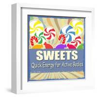 Sweets Vintage Grunge Poster-radubalint-Framed Art Print