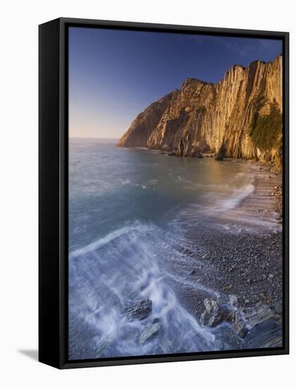 Swell at the Playa Del Silencio, Costa Verde, Asturias, Spain-Rainer Mirau-Framed Stretched Canvas