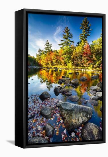 Swift River Autumn Reflections, New Hampshire-George Oze-Framed Stretched Canvas