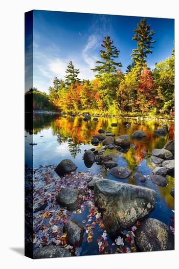 Swift River Autumn Reflections, New Hampshire-George Oze-Stretched Canvas