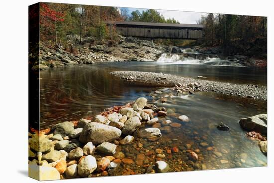 Swiftwater Covered Bridge, Bath, Newpshire-George Oze-Stretched Canvas