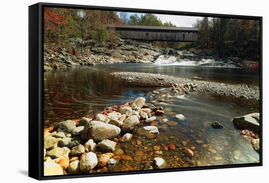 Swiftwater Covered Bridge, Bath, Newpshire-George Oze-Framed Stretched Canvas