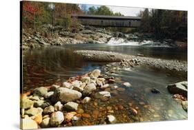 Swiftwater Covered Bridge, Bath, Newpshire-George Oze-Stretched Canvas